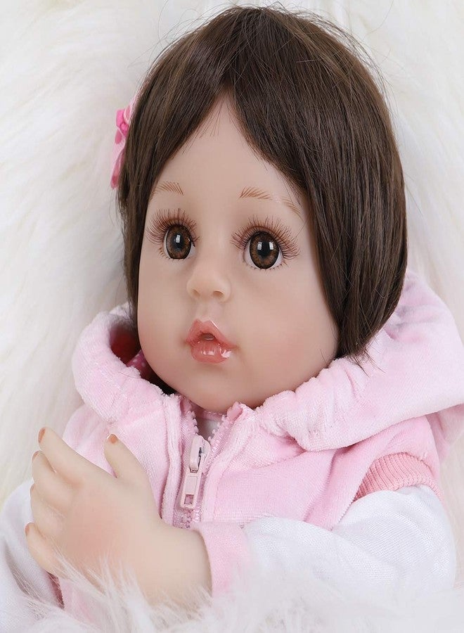 ENADOLL Lifelike Reborn Baby Dolls - Realistic Baby Doll 16 inch Newborn Girl Doll with Feeding Accessories Gift Set (Pink Vest) - Image 4